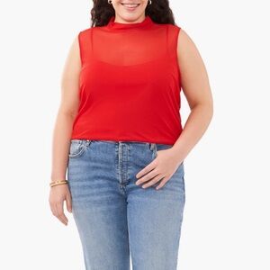 NWOT Vince Camuto Sleeveless Mock neck mesh top women’s size M